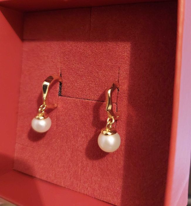 Kolczyki srebrne pozłacane z perłami naturalnymi Ania Kruk