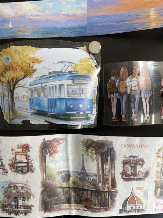 Taśmy washi, journaling, naklejki,landscape, miasto, scrapbooking