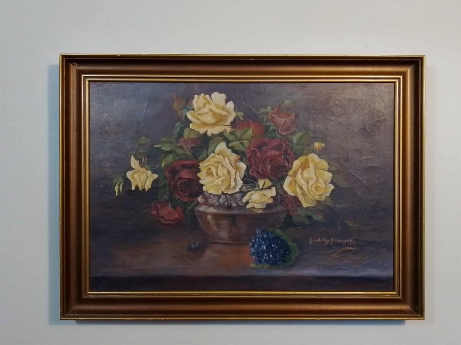 Stary obraz na płótnie Gudrun Graeser 1944 kwiaty