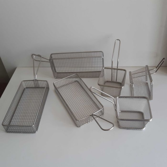 6 Cestas Pequenas Aço Inox Novas p/ Fritadeira