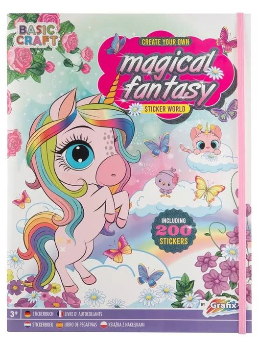 Magical Fantasy Naklejka World Book + 200 naklejek. Icom. Nowy Produkt