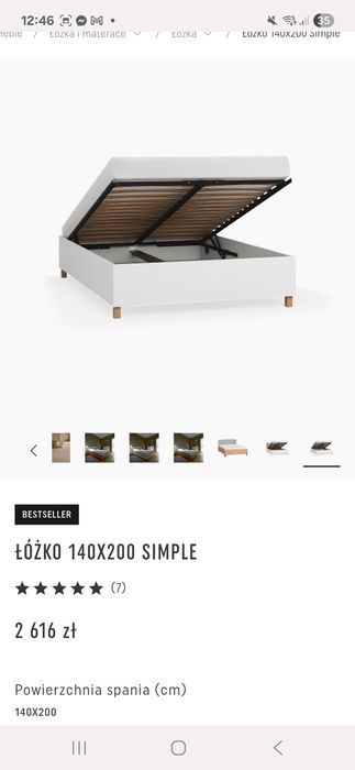 Łóżko simple vox meble 140x200 z materacem lateksowym