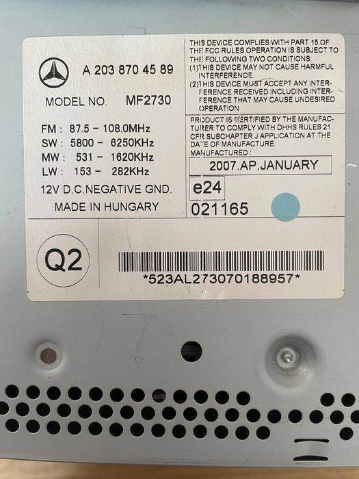 Rádio original Mercedes W203