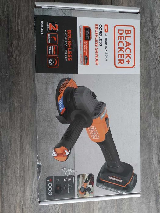 Akumulatorowa szlifierka kątowa Black+ Decker z pełnym wyposażeniem
