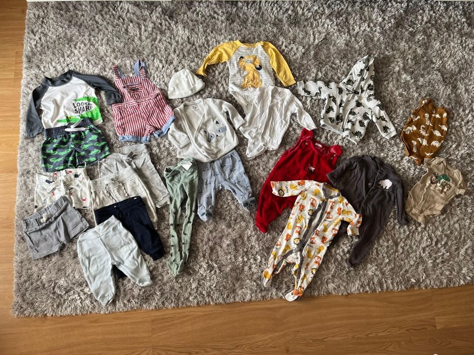 Lote de roupa para bebé – 21 peças, tamanho 62 (menino)