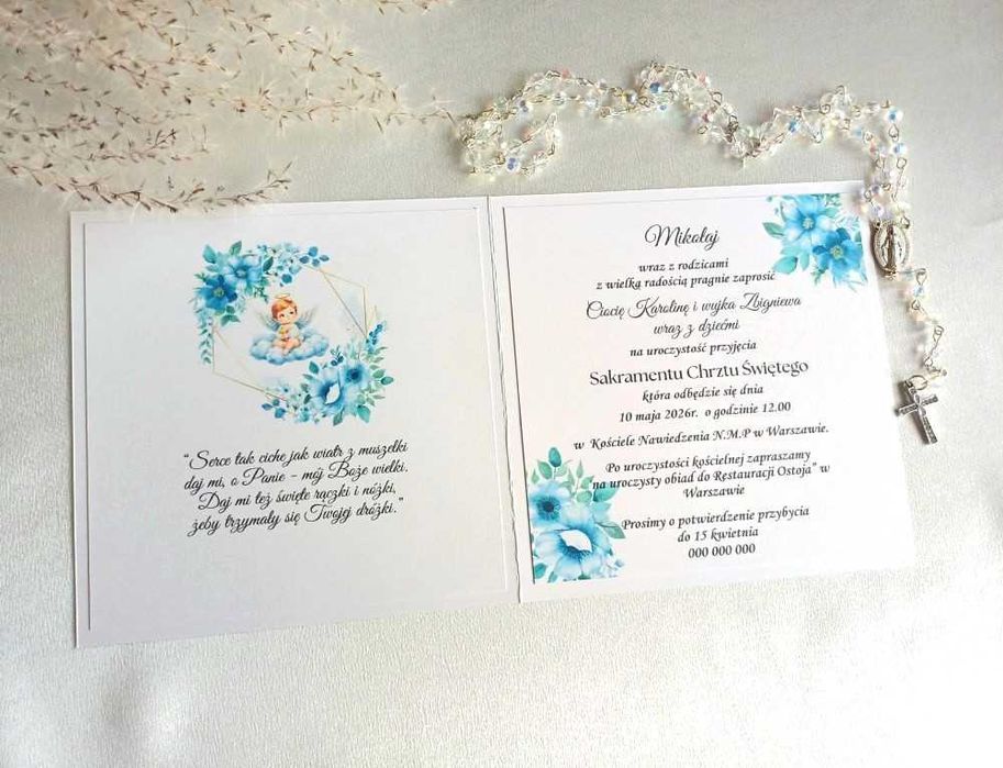 Zaproszenie na Chrzest Święty dla gości Uroczystość