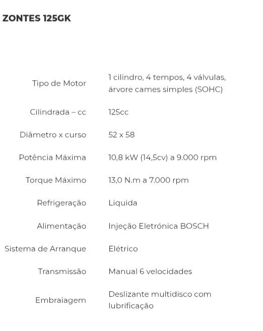 Zonte GK 125 (como nova)