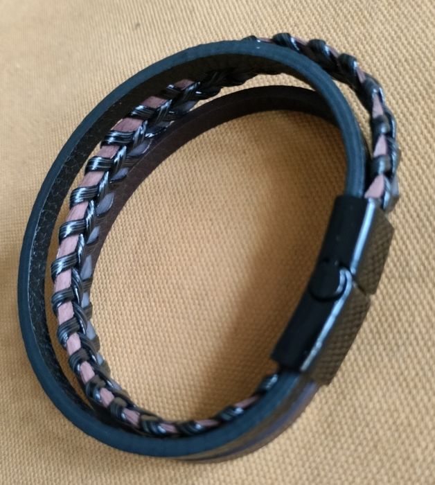 Męska bransoleta skórzana rzemień rzemyk 19 cm