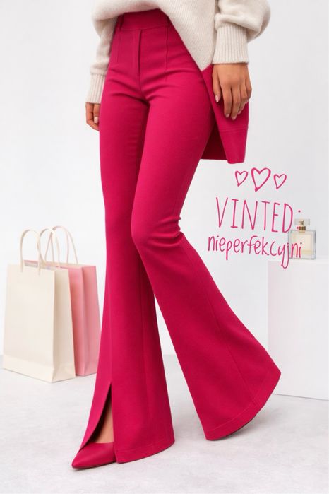 Przepiękne malinowe wloskie spodnie! Rozmiar uniwersalny