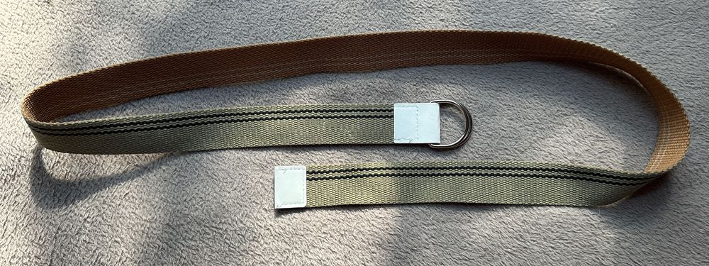 Pasek wiązany parciany klasyczny zielony brązowy khaki 1986 denim