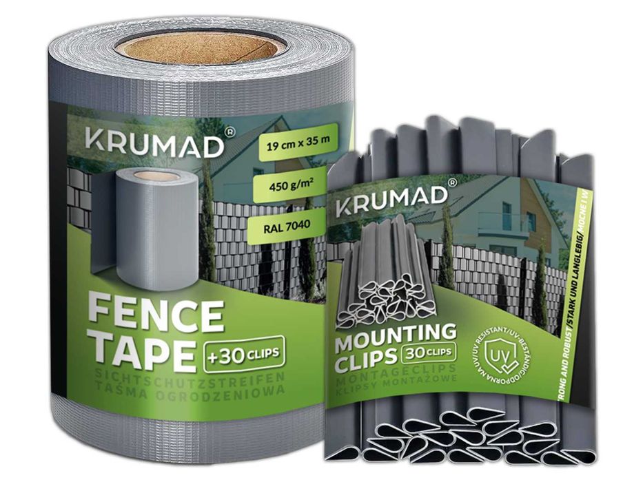 taśma ogrodzeniowa 19x35m osłona na ogrodzenia panelowe 30 klipsów