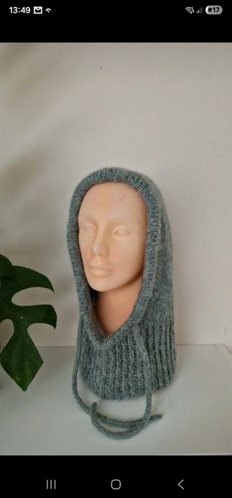 Stylowy Komin,kaptur, balaclava - merino,alpaka, jedwab handmade