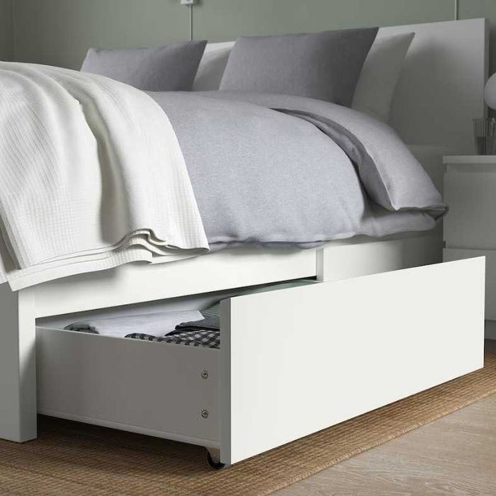 2 caixas de gavetas Cama - IKEA - MALM - 200cm / Branco