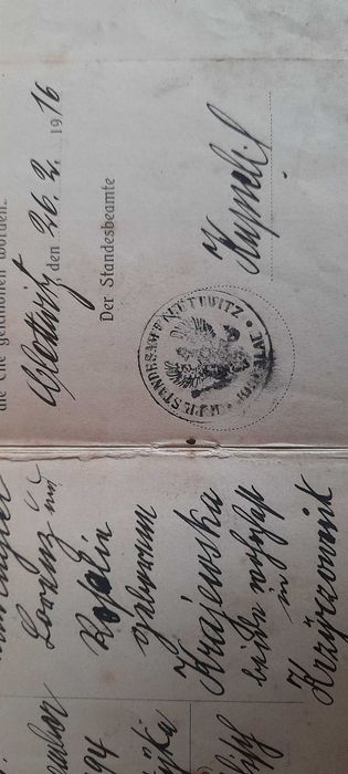 niemiecki stary dokument 1916r Famillien Stammbuch
