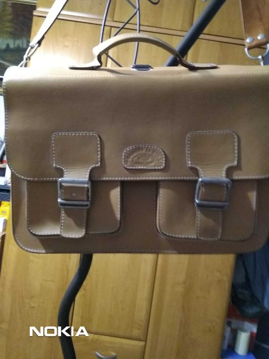 Teczka skórzana beżowa