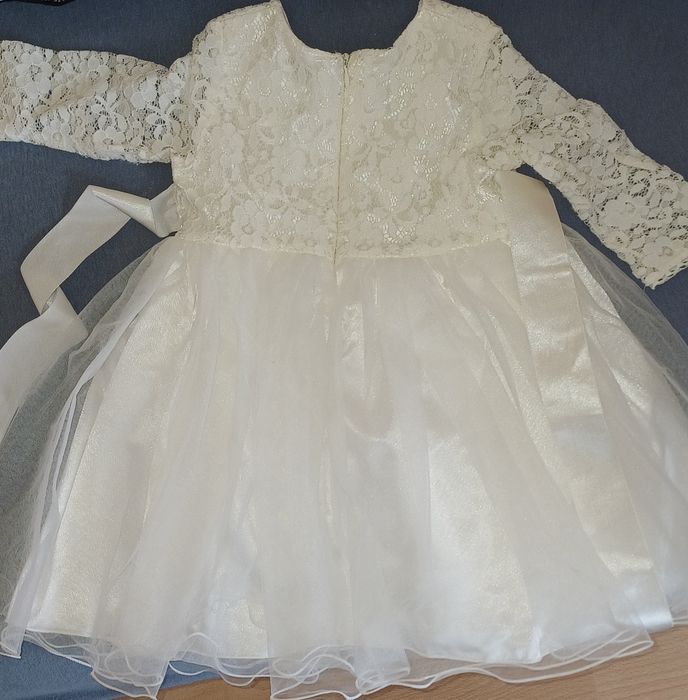 Sukienka na chrzest ecru, buty, opaska