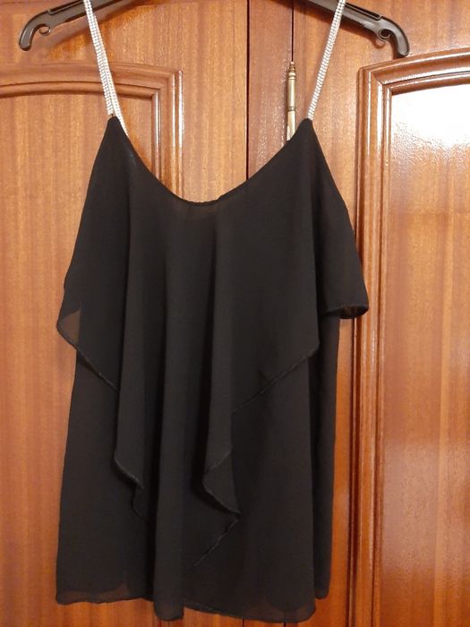 Black Sleeveless Blouse/Top with Sparkles