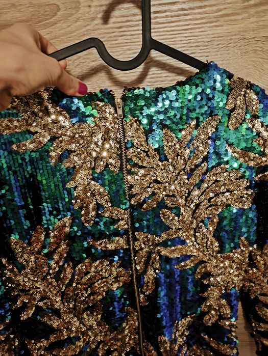 Sukienka Missi London s cekiny karnawał zielona Sylwester piękna