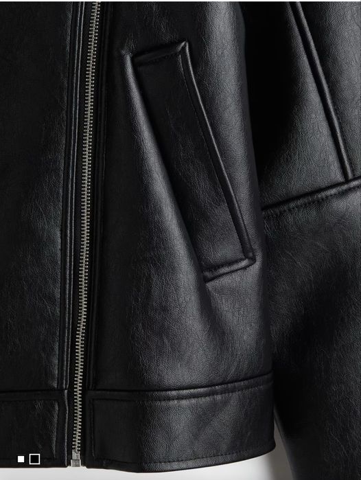 Двостороння зимова шкіряна байкерська куртка H&M, розмір S