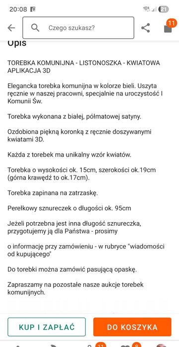 Torebka komunijna  PEREŁKI