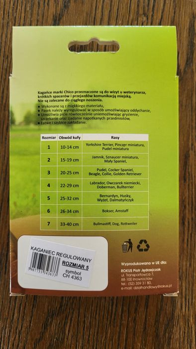 Nowy kaganiec materiałowy regulowany dla psa rozmiar 5