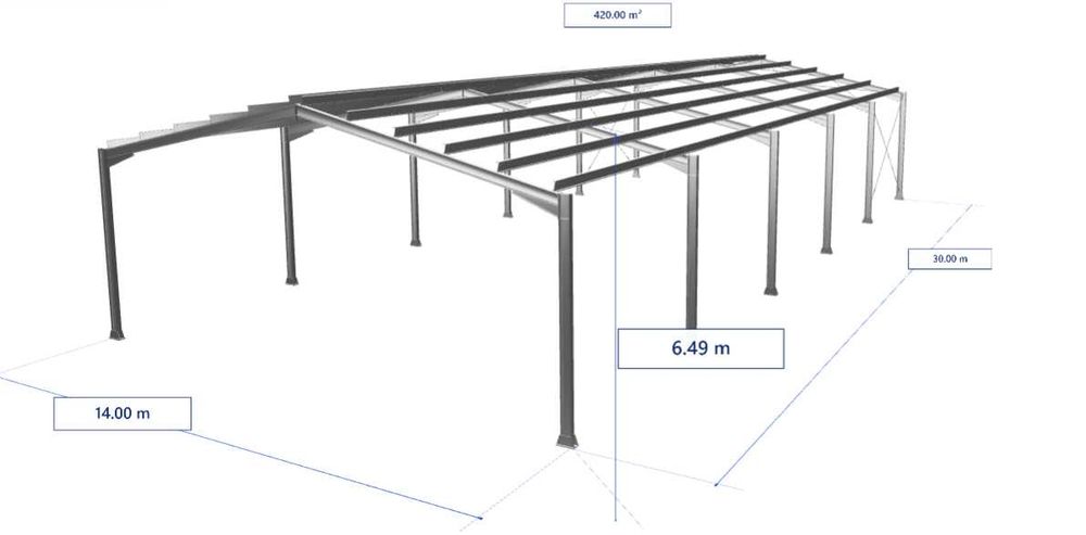Konstrukcja stalowa / hala 420m2 / ocynkowana 14x30x5m