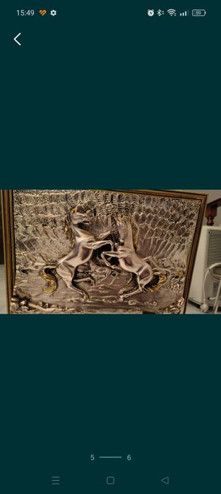 Moldura espelho cavalos em prata