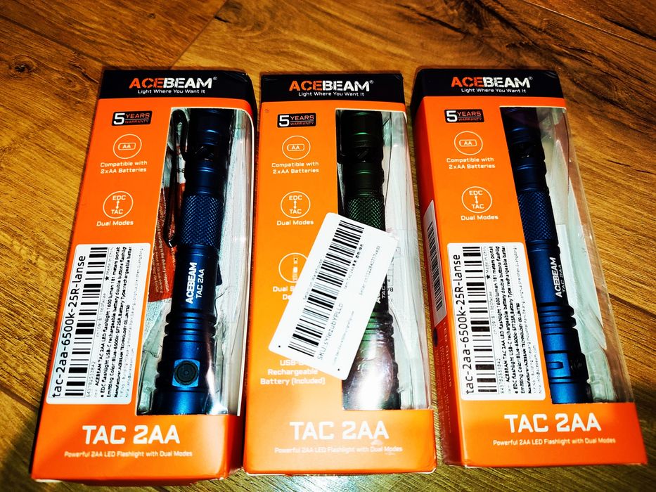 Тактичний ліхтар,Acebeam TAC 2AA( Blue, Green,Black)