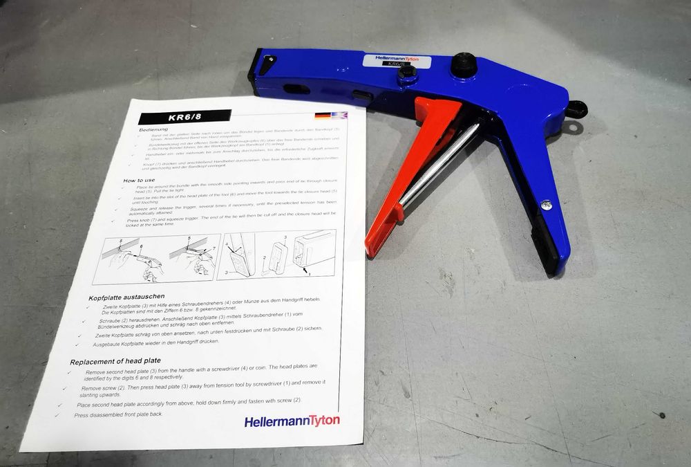 Pistola de cintar abraçadeiras plásticas Hellermann Tyton