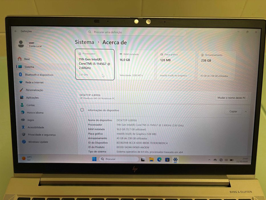 HP Elitebook 840 G8 | i5-1135G7 11ª Geração | 16GB | SSD 256GB | Iris Xe Graphics | 14″ FHD