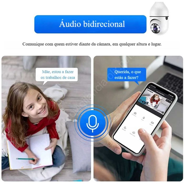 Câmara Lâmpada ‼️ WiFi/Sem Fios ‼️ Rotação 360⁰‼️ PTZ ‼️ Visão Noturna
