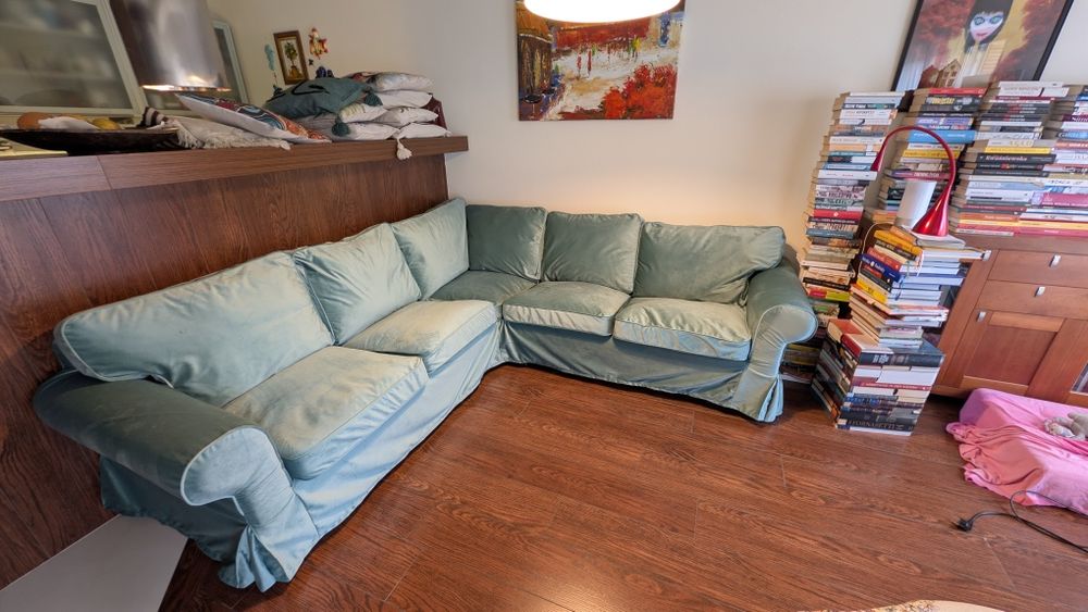 Pokrowiec na sofę narożną Ikea  ektorp szary bawełna