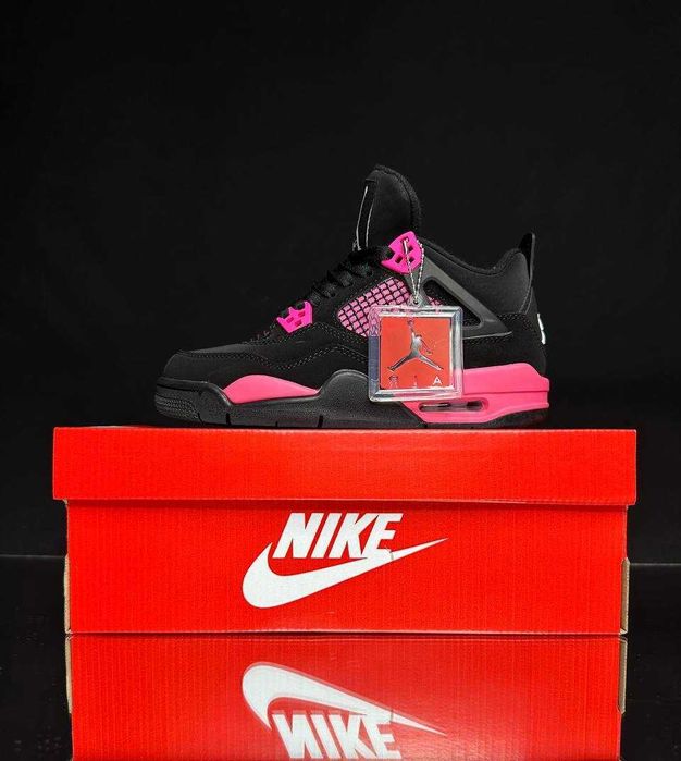 Женские кроссовки Nike Jordan 4 "Black Pink" Размеры 36-41