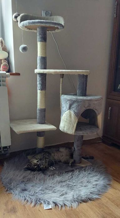 Wieża Drapak dla Kota | 112 cm Domek Budka Legowisko Piłki do Zabawy