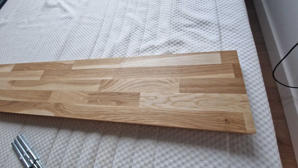 Półka surowe lite drewno 20x120x3cm + kołki