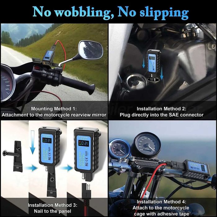 Ładowarka motocyklowa USB QC3.0 12V z woltomierzem