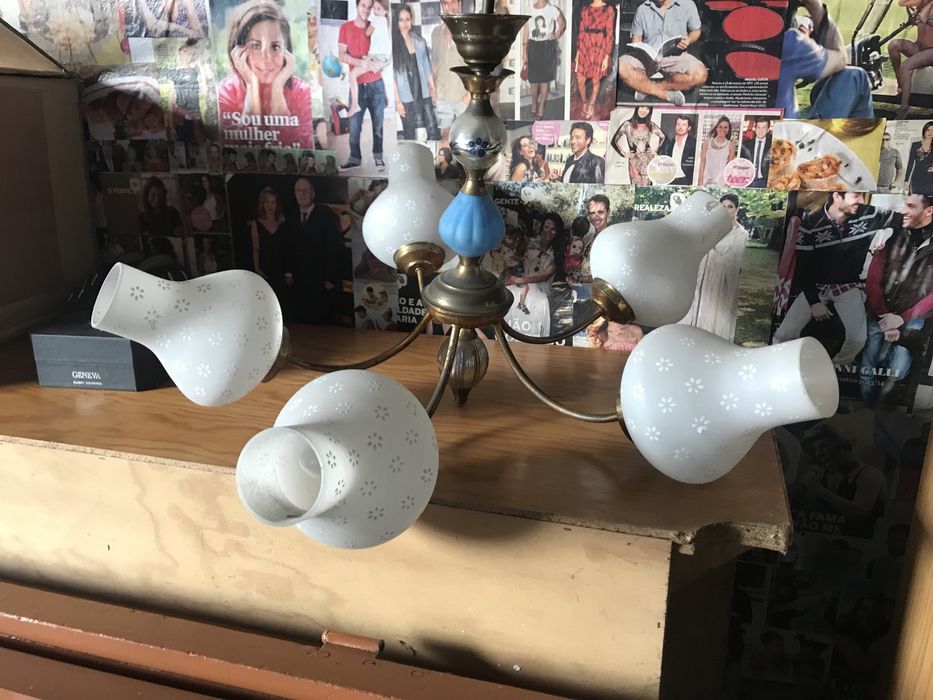 Candeeiro vintage com 5 pontos de luz
