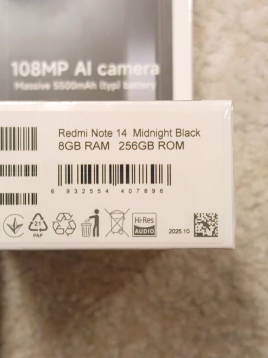 Xiaomi Redmi Note 14 8/256 з NFC Black  Глобальна версія