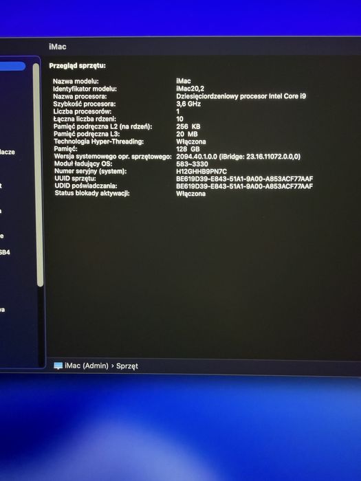 iMac 27″ 5K (2020) i9/128GB/500SSD/5700XT 16GB • stan bdb • full box