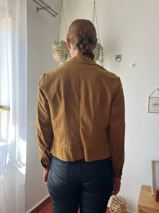 Blusão de pele verdadeira cor camel n⁰ M