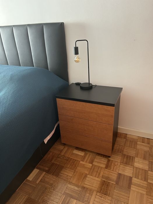 Conjunto Mesas cabeceira preto/cerejeira