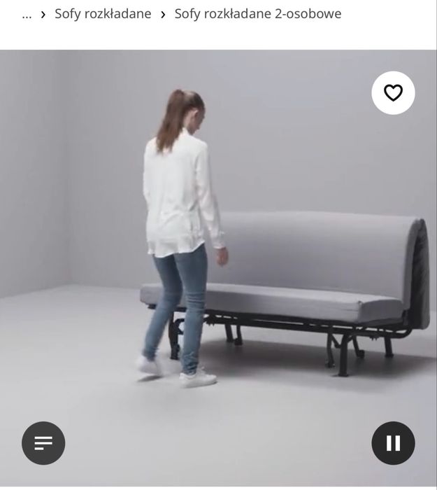 Ikea LYCKSELE MURBO Sofa 2-osobowa, rozkładan, bez pokrowca zewnetrznego
