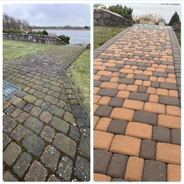 PROFESJONALNE MYCIE CZYSZCZENIE kostki brukowej elewacji dachów - CENA