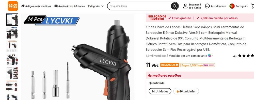 Aparafusadora Kit de Chave de Fendas Elétrica