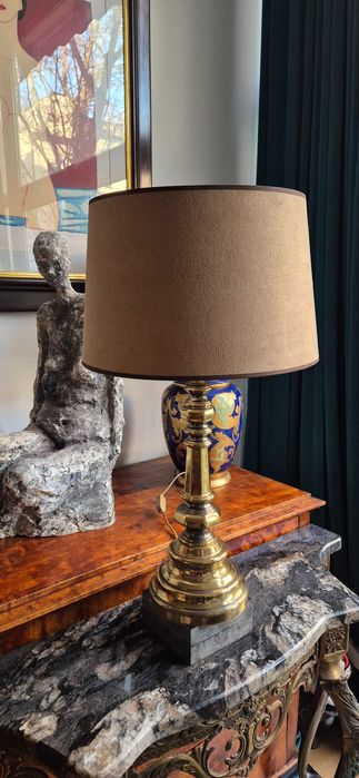 Mosiężna lampa hollywood regency mid century design antyk modern chic