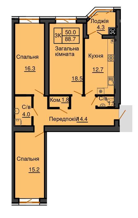 Стильна 3к квартира 89 м2 жк Софія Резиденс від Мартинова