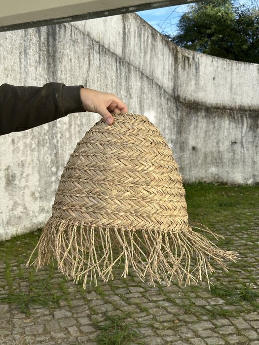 Conjunto 2 Abajures rústicos estilo palha – como novos