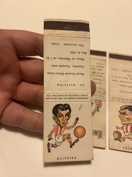 Leixões 1961 cromos da bola carteiras de fósforos caricaturas