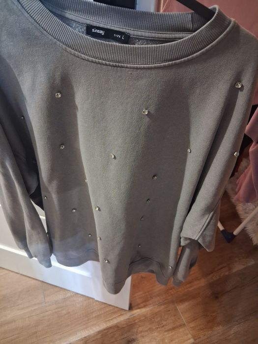 Bluza szara sprana perełki L