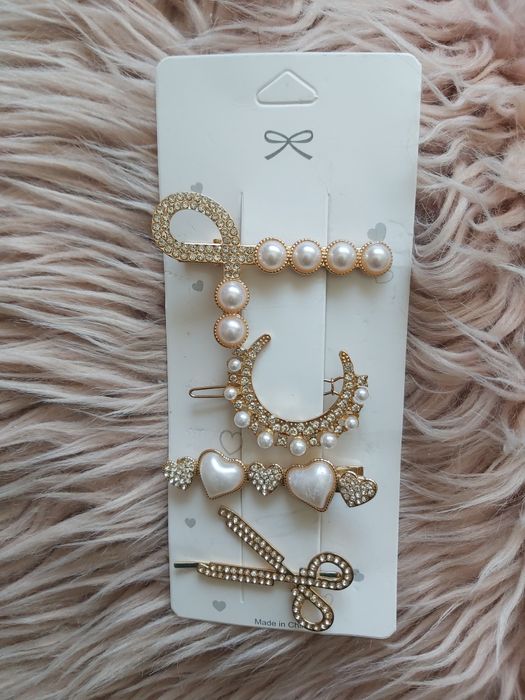 Ozdobne spinki klamry zlote do wlosow